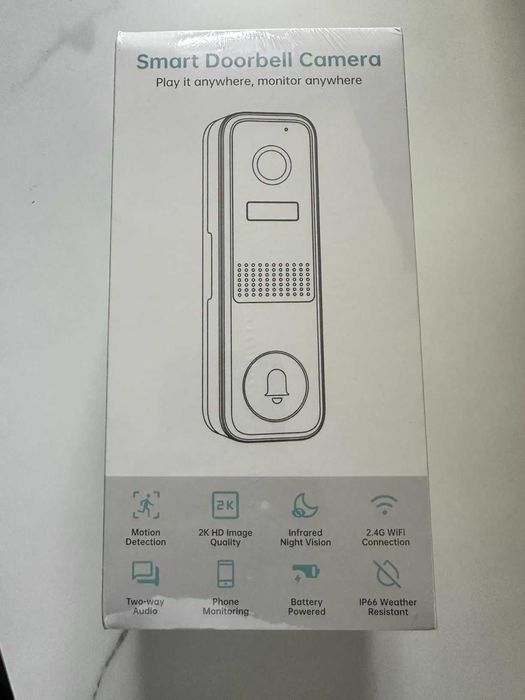 Безжична видеокамера за врата със звънец,2K HD,само облачно съхранение