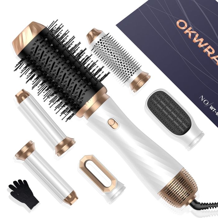 Стилизатор за коса 6в1, йонен сешоар, изправяне, въздушна маша къдрици