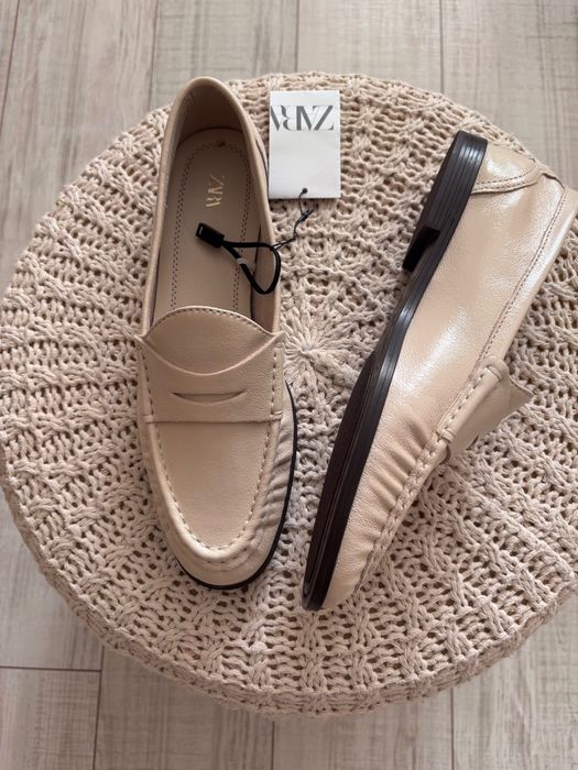 Стилни мокасини ZARA ЕСТЕСТВЕНА кожа