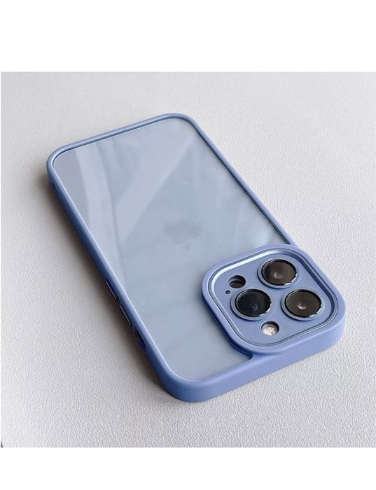 Iphone 12/13/14/PRO/MAX Husa Spate Clar Plastic Margine Colorata