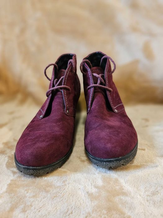 Botine cu toc ghete velur rosu Jana Soft line 40 NOI