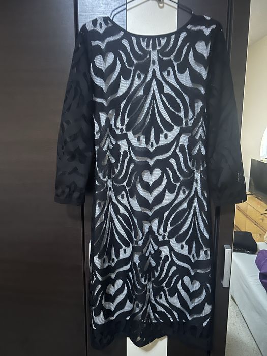 Rochie S/M crem cu negru