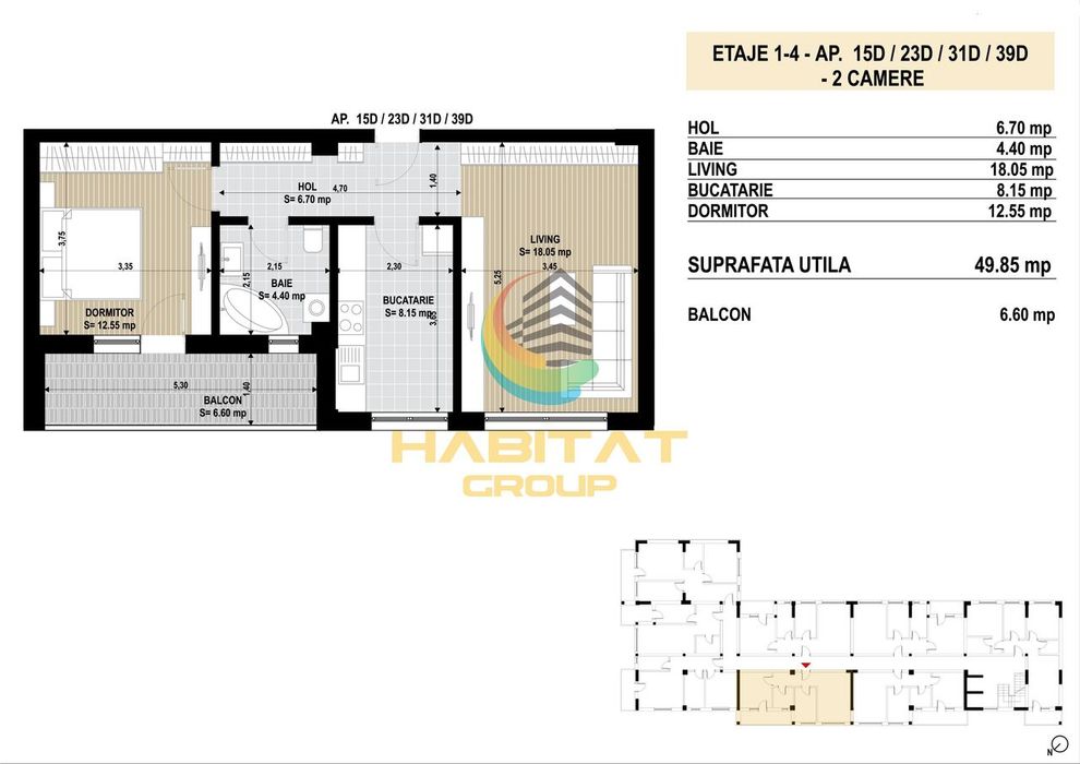 Apartament 2 camere / gata de mutare / Grand Arena