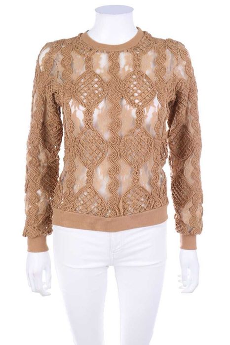 Вълнена пола кафява с рози и блуза Reserved