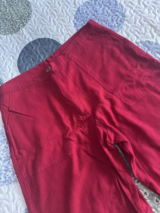 Червен Ленен Панталон - права квойка