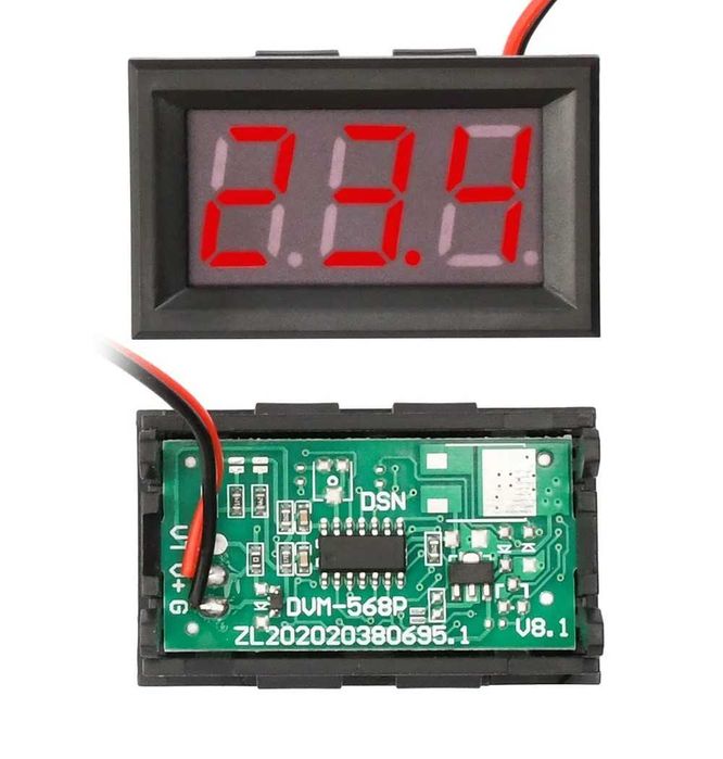 Voltmetru Digital de Panou, 0 - 99.9V, /0-200V /4.5V - 30V Rosu /Verde