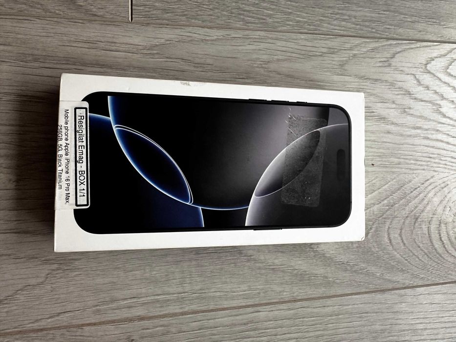 iPhone 16 Pro Max 256GB Black Titanium 5G - stare impecabilă, 33 cicluri baterie, garanție eMag 24 luni