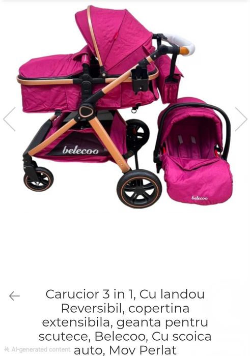 Carucior nou-nascut cu landou si scoica