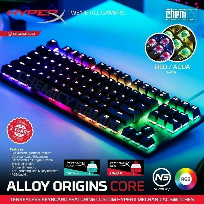 Hyperx Alloy Origins core (свитчи Blue) Механическая Клавиатура СКИДКА