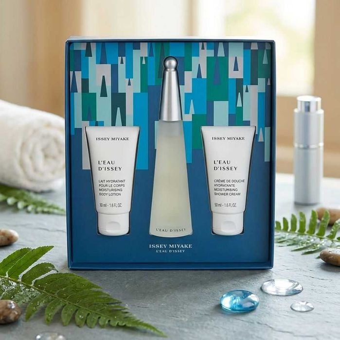 Оригинален дамски комплект Issey Miyake L'Eau d'Issey (EDT 50ml + лосион + душ крем) - нов