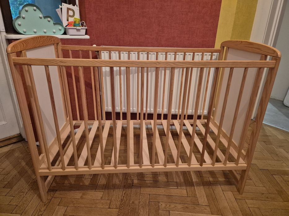 Patut bebe lemn natur, reglabil la 3 inaltimi , 120x60 cm