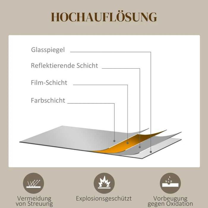 Стенно огледало HOMCOM, модерен дизайн, Φ61 см