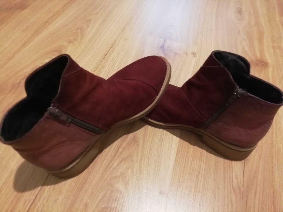 Боти  естествен велур бордо, номер 37