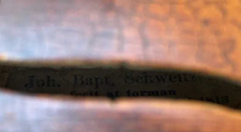 Vioara Joh Bapt Schweitzer Fecit at Formar Amati Pestini 1813-F Buna