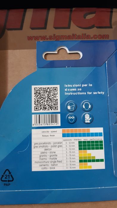 Sigma disc de tăiat,slefuit,carote,freze pentru gresie porțelanata