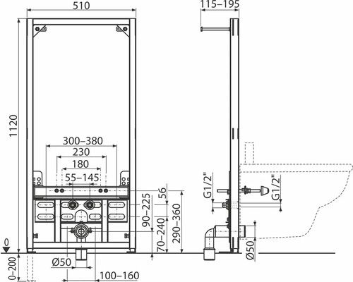 Cadru bideu suspendat 112 cm, Marca Veporit