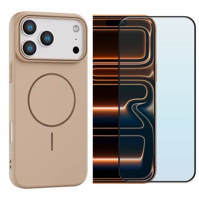 Husa Magsafe Catifea + Folie Sticla 6D/Privacy Iphone  17/AIR/PRO/MAX