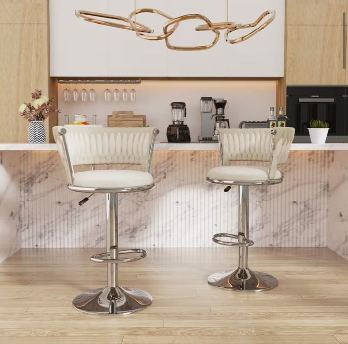 Set 2 scaune crem cu picior auriu sau argintiu