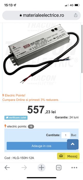 Surse alimentare led 12V Mean Well