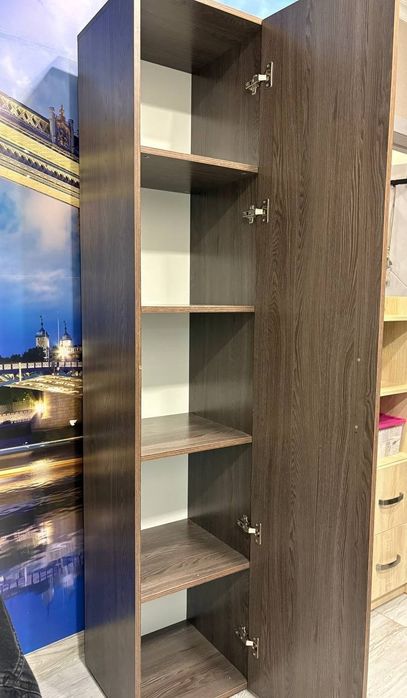 Шкаф-пенал с полками тёмный