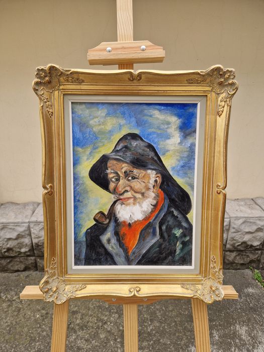 Прекрасна антикварна картина масло върху платно