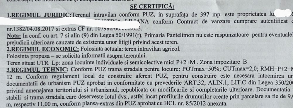 Teren Comercial / Logistic 397mp Gradinarilor Cernica  Pantelimon –A0 / DN3  Zona IS1a  Proprietar