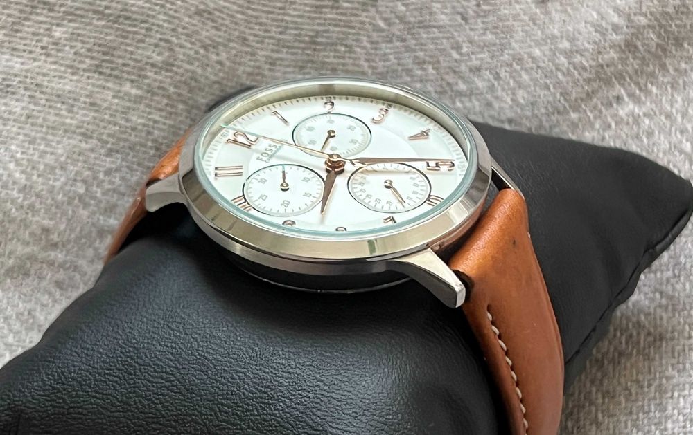 Ceas Fossil Abilene CH3014 cronograf dama otel inox piele