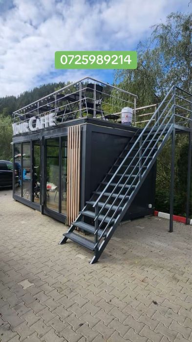 Cafenea din containere modulare fatada din sticla panouri sandwich