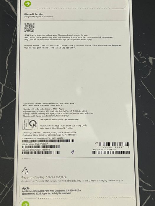 Iphone 17 pro max янги холатда