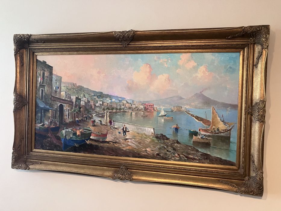 Голяма 145см/85см маслена картина Неапол и Везувий
