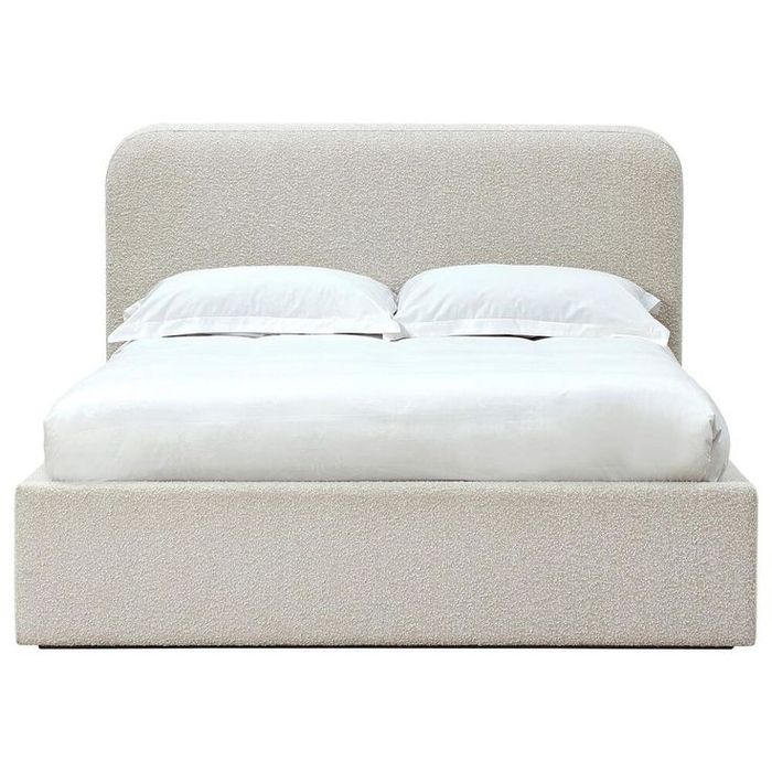 Pat tapițat cu structura de lemn masiv
