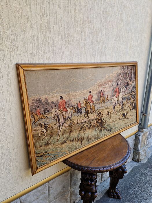 Прекрасен голям антикварен белгийски гоблен