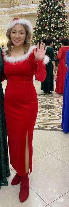 Красное бархатное платье или платье девушки санта