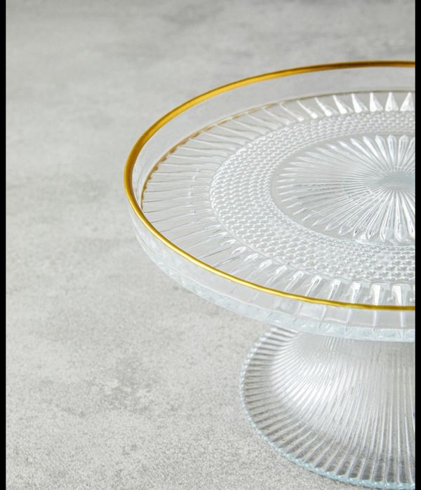 Glimmer Плато За Предястия С крака Стъкло 16 см Прозрачен - Златен