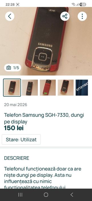 Telefon Samsung SGH- 7330 cu dungi pe display