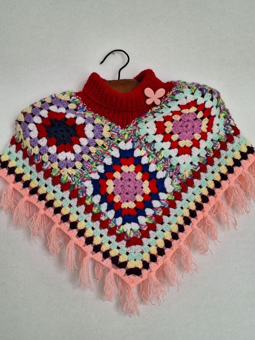 Poncho copii.Crosetat manual.