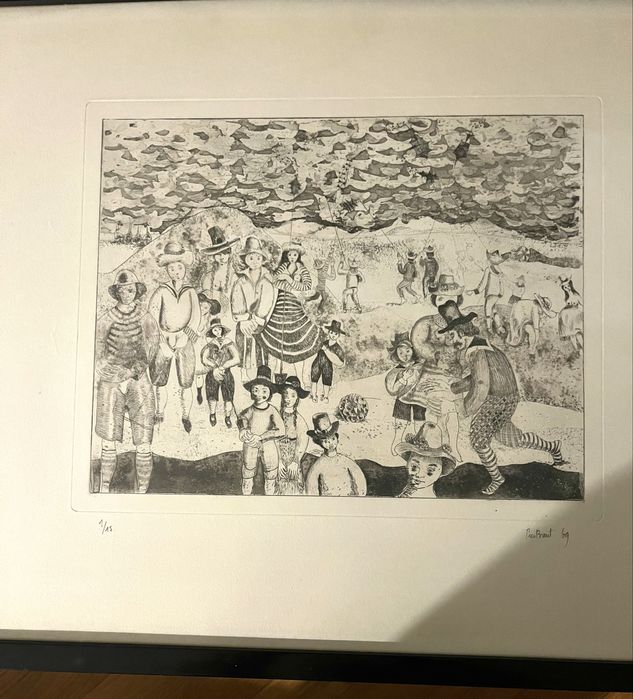 Антикварна картина техника суха игла , само 15 бройки 69г. авторска !