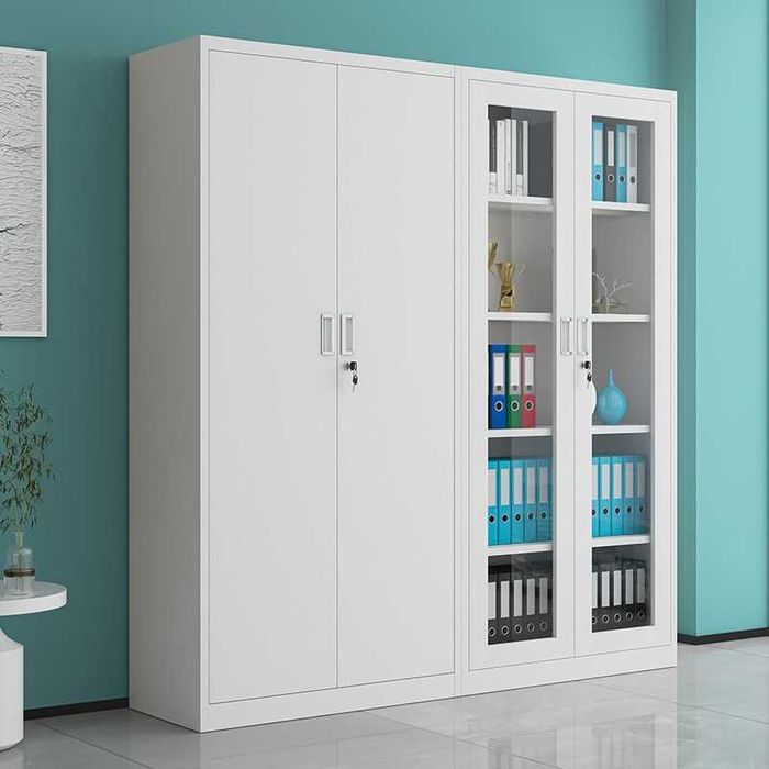 Shisha eshikli po‘lat hujjatlar shkafi/Шкаф для офиса из стали и