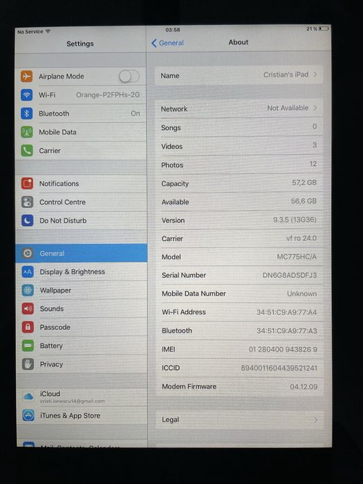 iPad 64GB memorie (detalii intreg sistemul in poza)