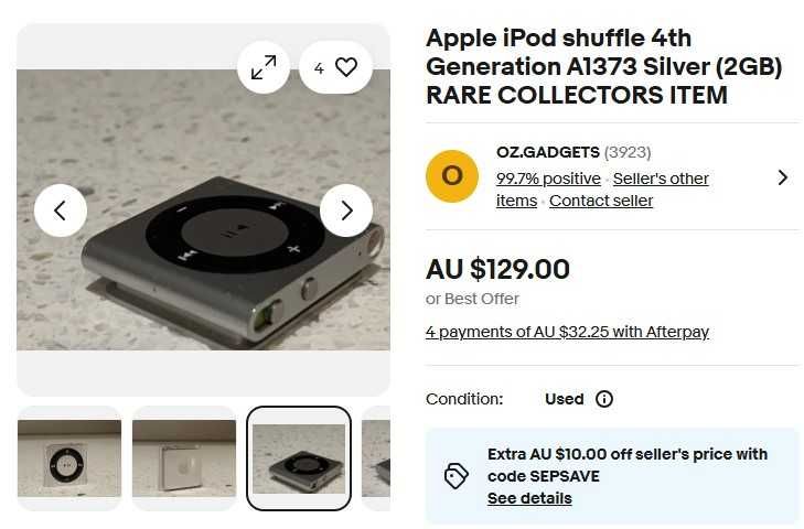 iPod Shuffle Apple 4th Generation Argintiu