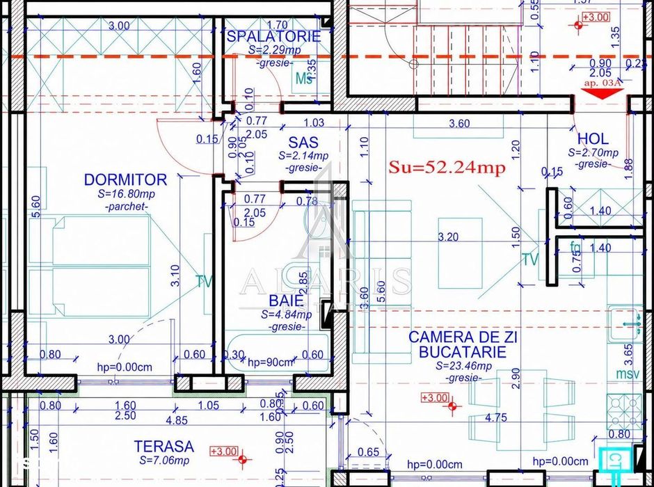 Apartament cu 2 camere, open space, in Giroc