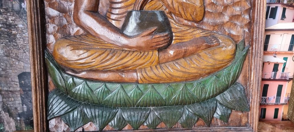 Tablou Sculptat Manual Lemn Masiv Budha