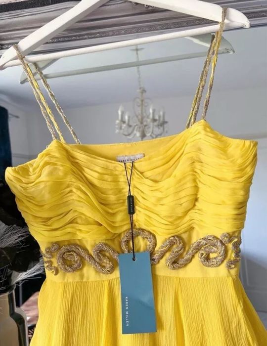 Rochie mini Karen Millen matase naturala galbena