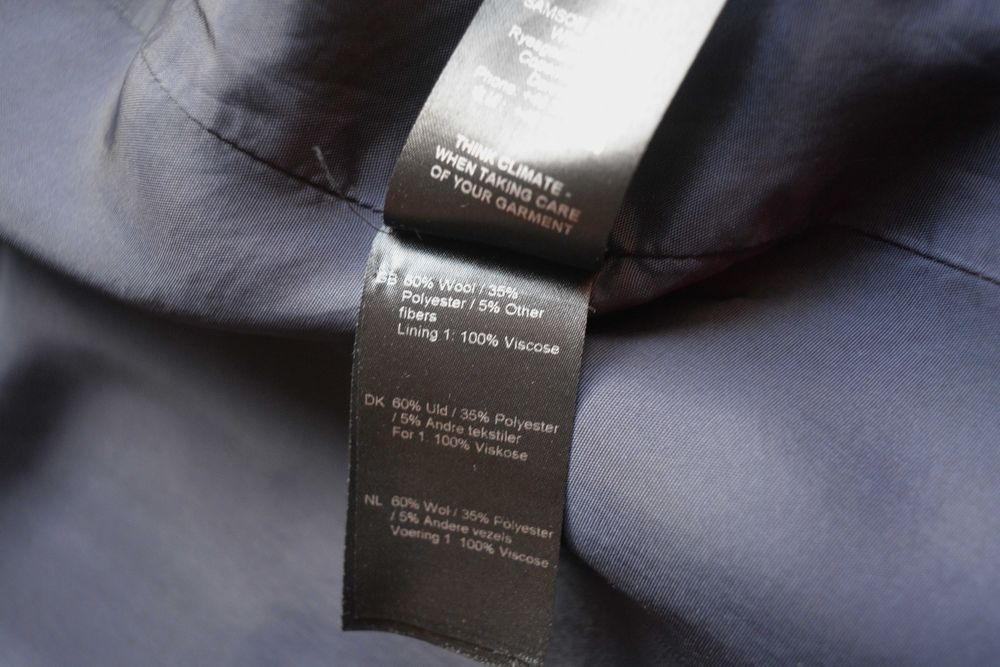 Тъмно синьо палто Samsoe Samsoe 60% Вълна