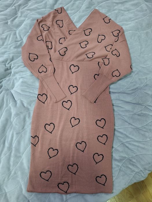 Дамска стилна рокля със сърца