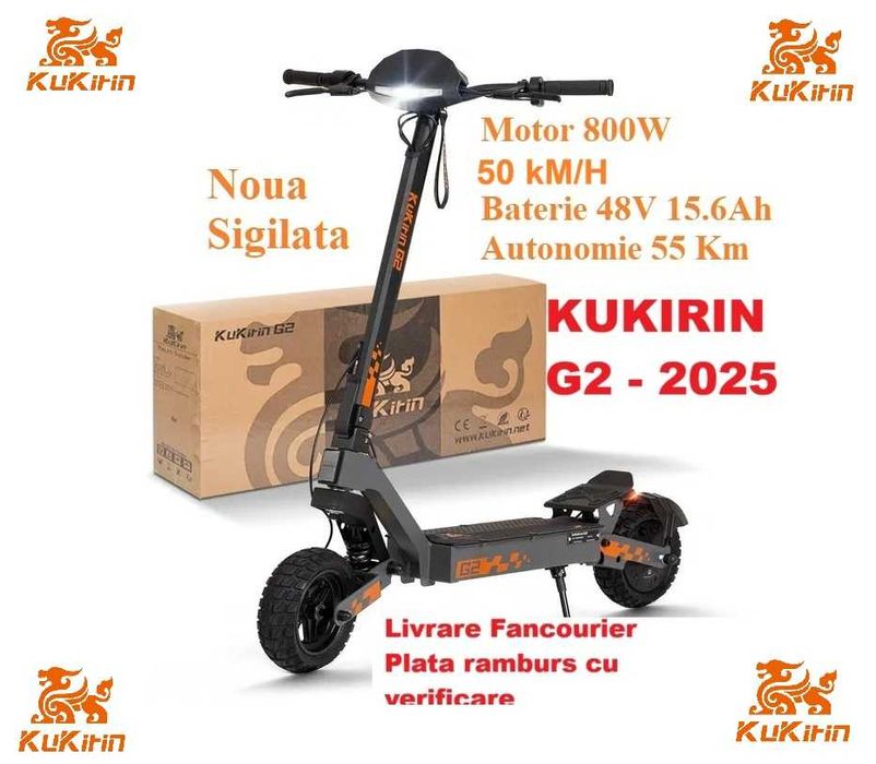 Sigilata‼️Kukirin G2 (2025)- Noua, 800W - 55km/h, Baterie 48v 15Ah