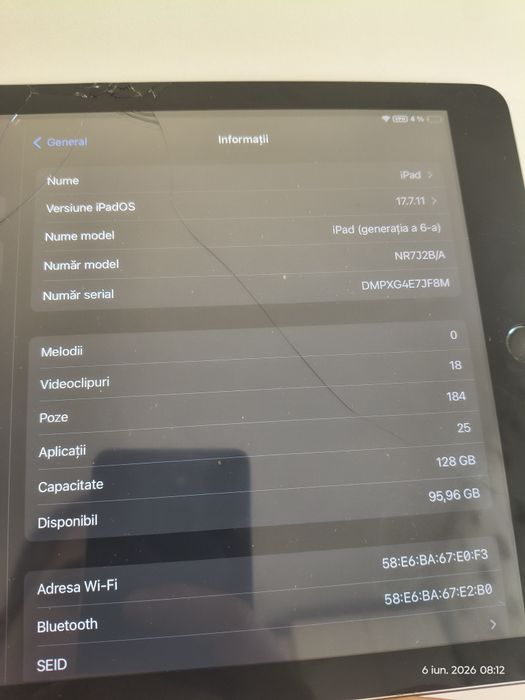 Vând iPad generația 6, 128gb