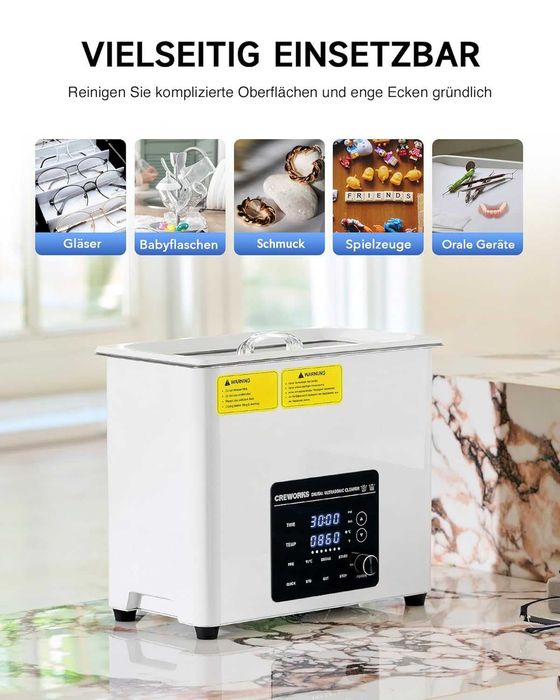 Ултразвуков пречиствател CREWORKS Ultrasonic Cleaning 6 литра,Гаранция