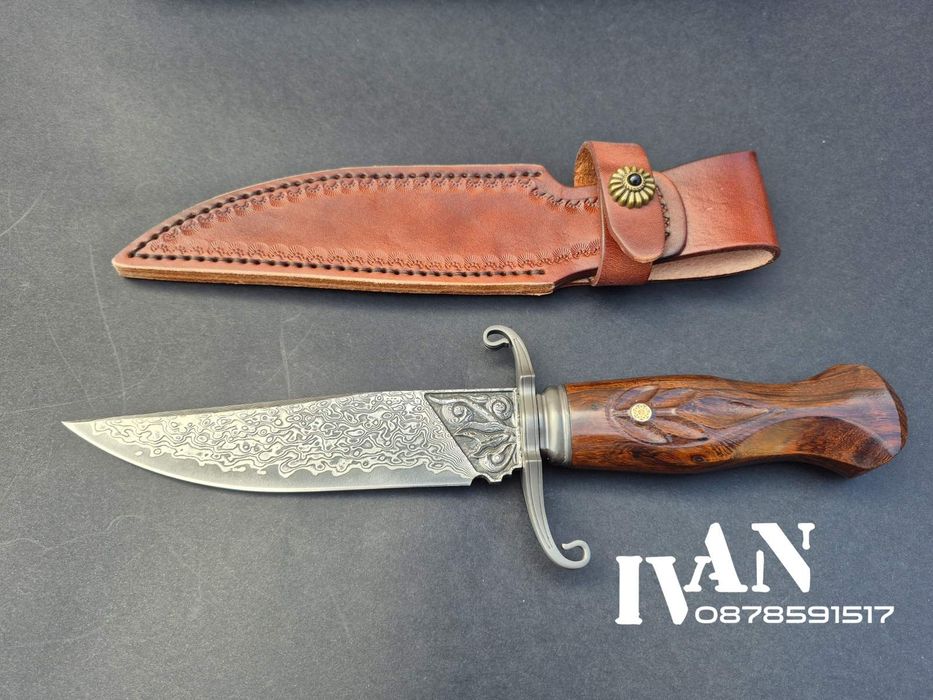 Ловен нож-Дамаска стомана VG10/96 слоя ламинат с кожена кания