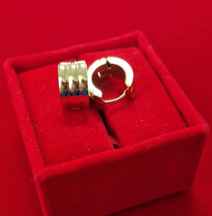 GP91,cercei placati aur 14k, incuietoare sigura, verigute solide,late